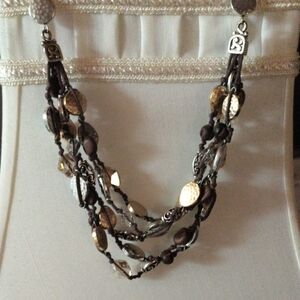 Elegant Multi-Strand Brown and Gold Necklace